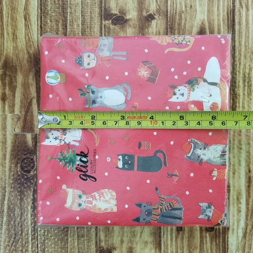 Paper Salad Glick Red Christmas Cat Print Paper Napkins 33x33 cm NWT Holiday